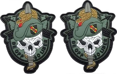 US Army Special Forces Skull Sword and Snake 3D PVC Rubber Patch 2PC Hook Back