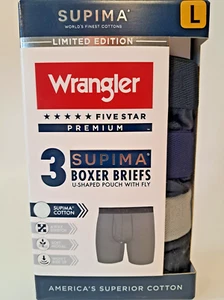 LARGE 36-38" Wrangler FIVE STAR Premium Men's SUPIMA 3-Pk Modal Boxer Briefs - Picture 1 of 3
