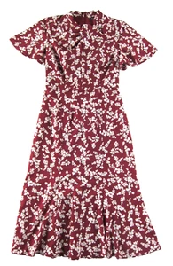 French Connection Pink White Floral High Neck Short Sleeve Maxi Sun Dress 4 - Picture 1 of 6