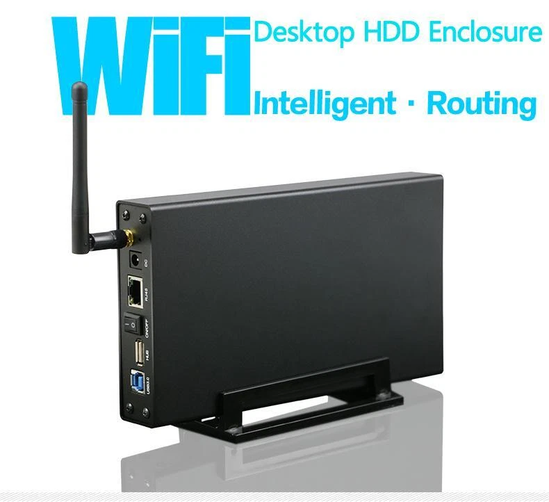 3.5" SATA WiFi Desktop HDD Enclosure Hard Drive Case Repeater External Storage  - Image 1 of 4
