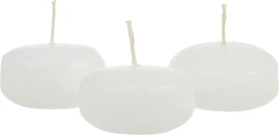 20 Large 6cm Floating White Wax Candle 5 burn hour wedding party birthday pond - Image 1 of 4
