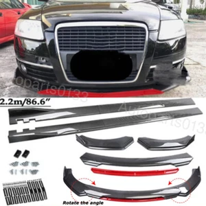 For AUDI A4 A5 A6 Front Bumper Lip Splitter Spoiler Side Skirts Carbon Style - Picture 1 of 16