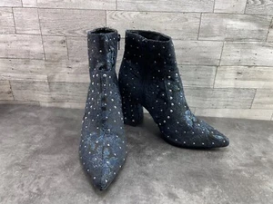 Gianni Bini Botas Mujer 9.5M Zapatos Azul Tachonado Cremallera Bloque Tacón Punta Botín - Imagen 1 de 17