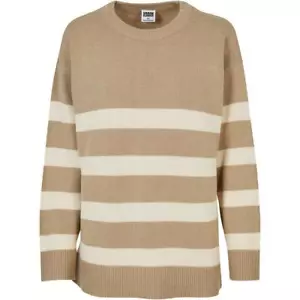 Urban Classics Ladies Striped Knit Crew Sweater Oversized - Picture 1 of 19