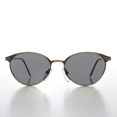 Filigree Bronze Cat Eye Vintage Sunglass with Gray Lens - Balboa - Image 1 of 3