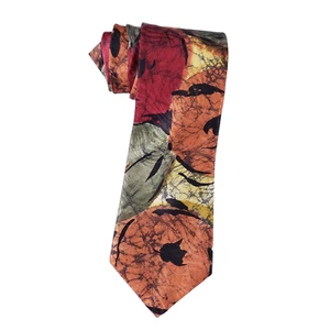 Cotler Tie Autumn Floral Print Multicolor Made in USA Maximalist Naturecore - Picture 1 of 7