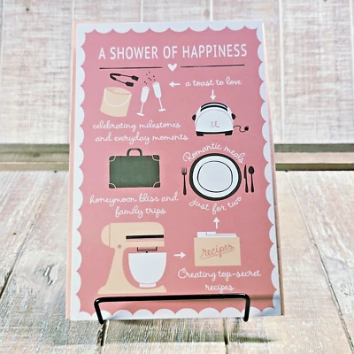 American Greetings 婚礼淋浴卡粉色银色清单幸福大会 — 第 1/4 张图片