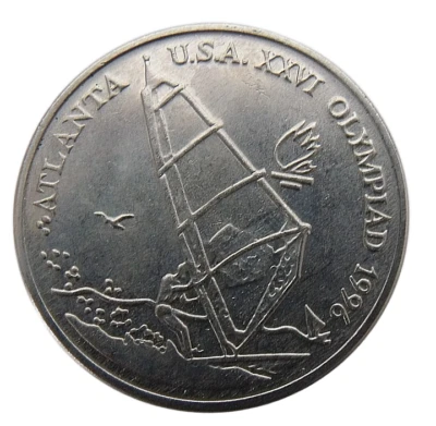 ROMANIA 10 LEI 1996 KM# 122 SUMMER OLYMPICS ATLANTA USA - WINDSURFING UNC - Image 1 of 2