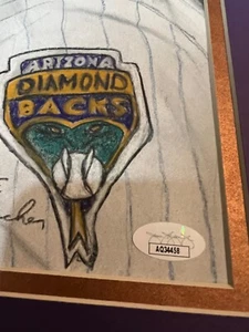 JSA BEAUTIFUL AUTOGRAPHED KOREAN STAR/2001 DBACKS BYUNG-HYUN KIM MATTED DRAWING - Picture 1 of 3