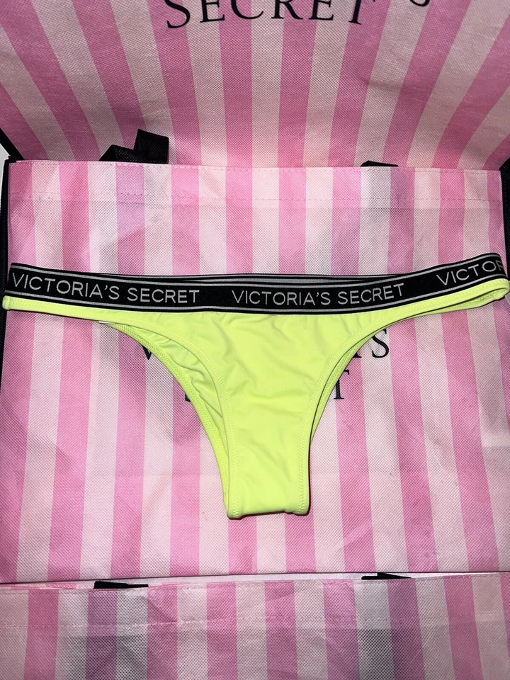 Victorias Secret Brazilian Swim Swimsuit Logo Band Small Bottoms Yellow - Image 1 of 1
