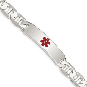 925 Sterling Silver Medical Alert Mariner Link ID Bracelet - Picture 1 of 18