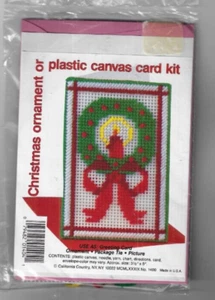Plastic Canvas Greeting Card -Ornament -Package Tie or Picture Kit Christmas - Picture 1 of 2