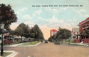 The Paseo Looking North From 33rd Street Scene Kansas City, MO Vtg 1922 Postcard - Imagen 1 de 2