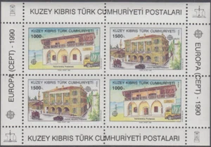 TURCO CHIPRIOTA SC #270a CPL MNH S/S de 4, 2 de CADA UNO - EUROPA 1990 - Imagen 1 de 1