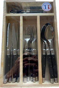 Laguiole Besteck 24-teiliges Set mit schwarzem Griff - Thiers Frankreich - Bild 1 von 4
