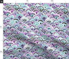 Mermaid Scales Arches Fish Watercolor Boho Fabric Printed by Spoonflower Bty