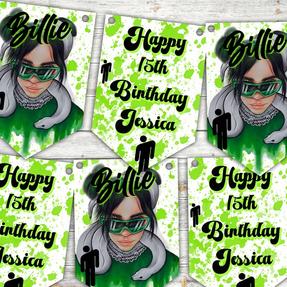 Personalised billie eilish Birthday Bunting. , Birthday Banner , birthday decor