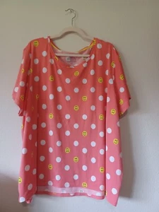Secret Treasures 3X Polka Dot Happy Face Poly Blend T-Shirt - Bild 1 von 4