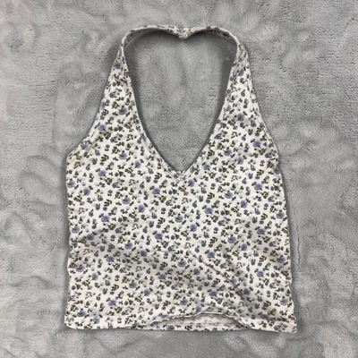 Top corto halter Hollister Must Have Collection para mujer a rayas pequeñas blanco Foto 1 de 4