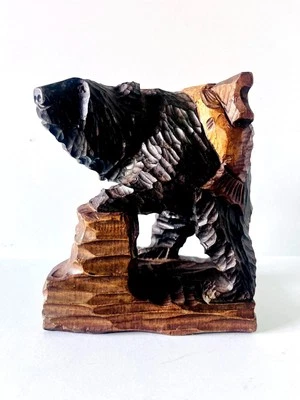 Vintage Hand-Carved Wooden Bear Figurine.Antique Japanese Ainu Bear - Image 1 of 4