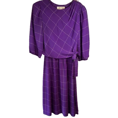 Vestido vintage Charlee Allison púrpura manga 3/4 años 90 midi Foto 1 de 4