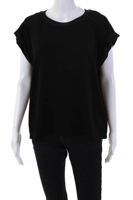 Sudadera Pullover de Manga Corta Red Haute para Mujer Cuello Redondo Negra Talla Grande Foto 1 de 4