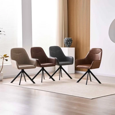 360° 2er Set Kunstleder Esszimmerstuhl Drehbar mit Armlehne Drehbar gepolsterte - Bild 1 von 4