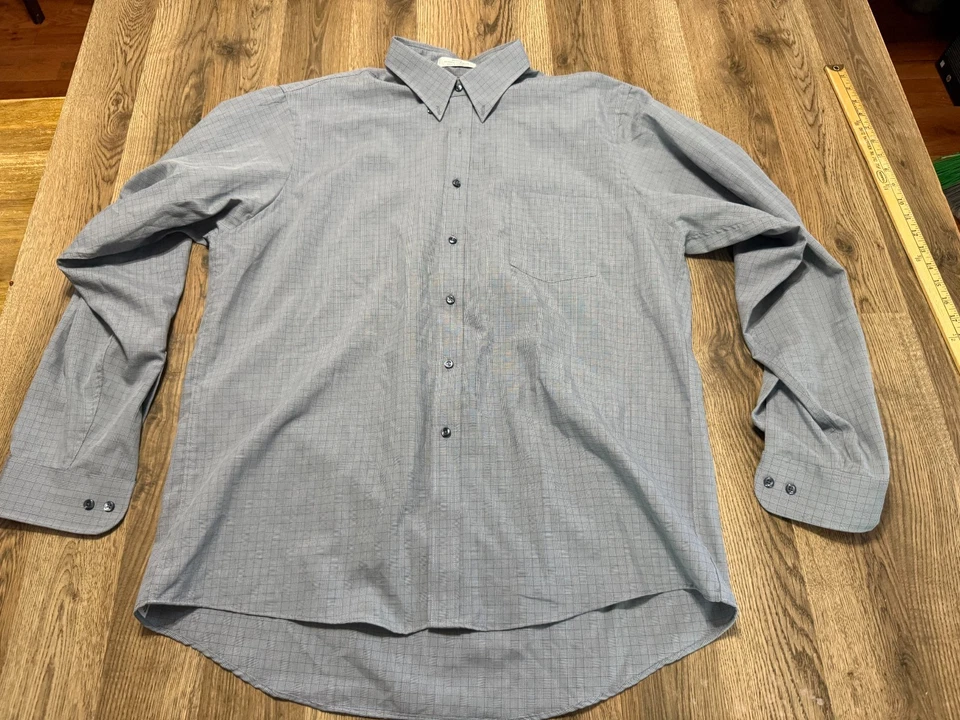 Van Heusen Shirt, Men's Size 17 36/37 XL Gray Long Sleeve Button Up Super Silk - Image 1 of 4