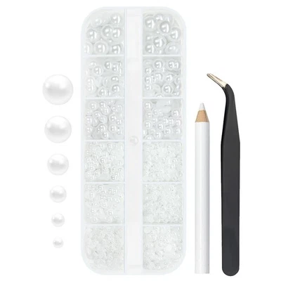 2 мм — 8 мм, чисто белый жемчуг с плоской поверхностью, подвески для ногтей, драгоценные камни, полукруглые бусины с P - Изображение 1 из 2