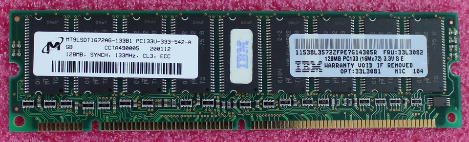 33L3082 - IBM 128Mb 133Mhz Ecc Sdram Dimm - Image 1 of 1