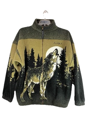 Chaqueta Polar Graphics Para Hombre Grande Polar Alaska Wolf Moon Suéter Estampado Cremallera Completa Foto 1 de 4