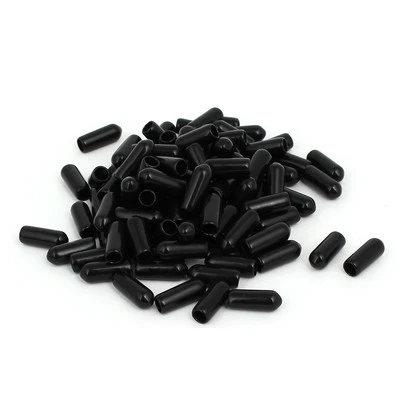 100pcs 4.5mm Inner Dia Rubber Hose End Cap Screw Thread Protector Cover Black - image 1 of 3