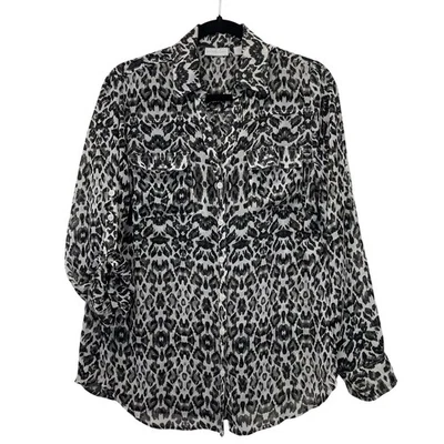 Blusa Camisa Abotonada Estampado Leopardo New York & Company Mujer Talla L Foto 1 de 4