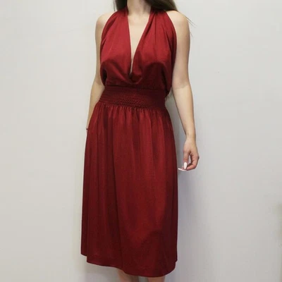 Винтажный 70-х диско с бретелью через шею мини-платье - Изображение 1 из 4