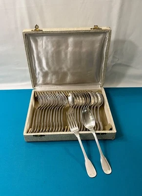 12 couverts a entremets SFAM modèle FILET CHINON métal argenté 17 cm table - Photo 1/4