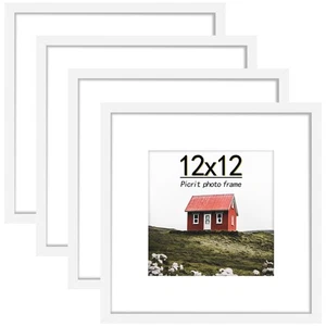 Picrit 12x12 Bilderrahmen 4er Set, aus hochauflösendem Echtglas, Disp... - Bild 1 von 9