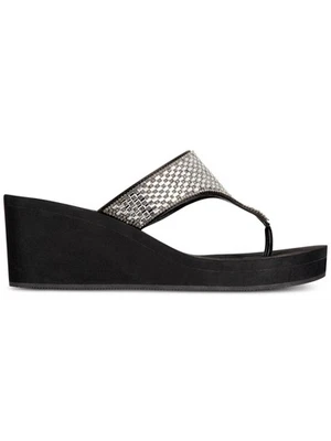 Sandalia chanclas THALIA SODI para mujer negra Emira punta redonda cuña 6 M Foto 1 de 4