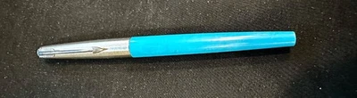 Винтажная шариковая ручка UE Parker с хромированным и синим тонким наконечником и волоконным наконечником - Изображение 1 из 4