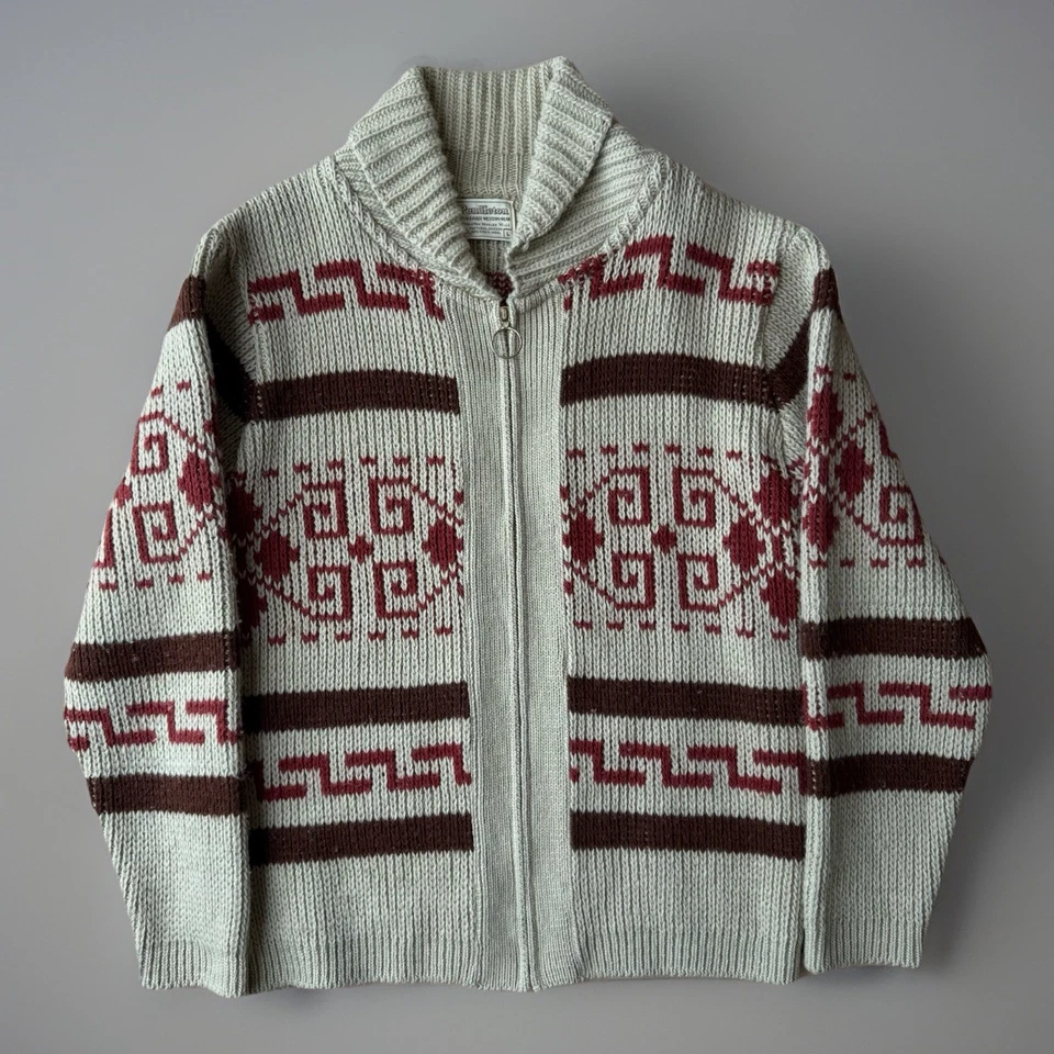Vintage Pendleton Cardigan L Multicolor 70s Wool Full Zip Big Lewboski Oregon - Image 1 of 4