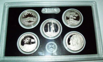 2013 S SILVER QUARTER SET (5) PROOF COINS America the Beautiful No Box or COA - Image 1 of 2