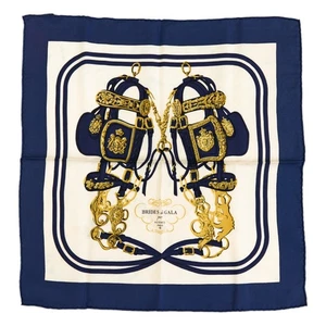 Hermes Silk Scarf Carre 45 "BRIDES de GALA" Blue Silk Scarf - Picture 1 of 8