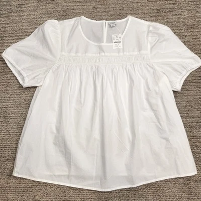 NUEVO J. Blusa de playa de verano Crew Puff manga corta para mujer XL blanca campesina Foto 1 de 4