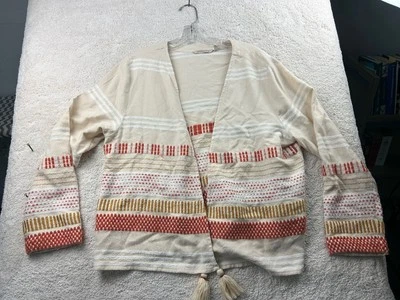 Suéter Soft Surroundings Mujer XL Boho Frente Abierto Borla Bordado Cárdigan Foto 1 de 4