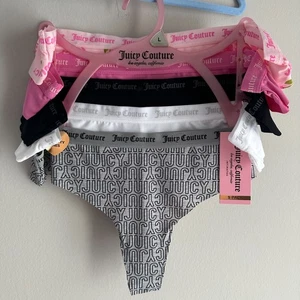 NWT Juicy Couture Large Pink Cherry 5 pck Thong Panties Underwear Black Grey - Picture 1 of 7
