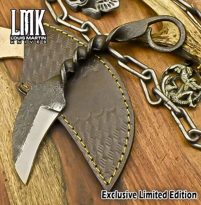 LMK Hand Forged Rail Road Karambit Knife D2 Tool Steel Hammered Pattern Sports - Image 1 of 4