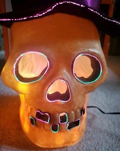 Vtg Very Nice Fiber Optic Skeleton Head With Original Box - Picture 1 of 18
