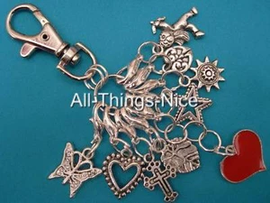Enamel RED HEART Multi Use 9 Mobile Bag Charm 11cm Dangle Swivel Clasp Jewellery - Picture 1 of 1