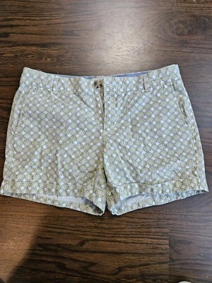 BANANA REPUBLIC Women's Chino Patterned Shorts Size 8 in Yellow Womens Shorts  - Image 1 of 4