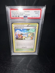 POKEMON PSA 9 MINT - TROPICAL BEACH STAFF 2011 - WORLD CHAMPIONSHIP BW28 - Picture 1 of 2