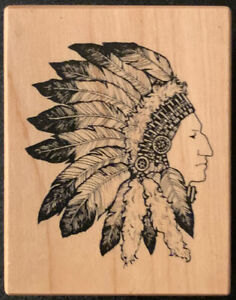 PSX D-250 Indian Chief Feather Headdress Rubber Stamp